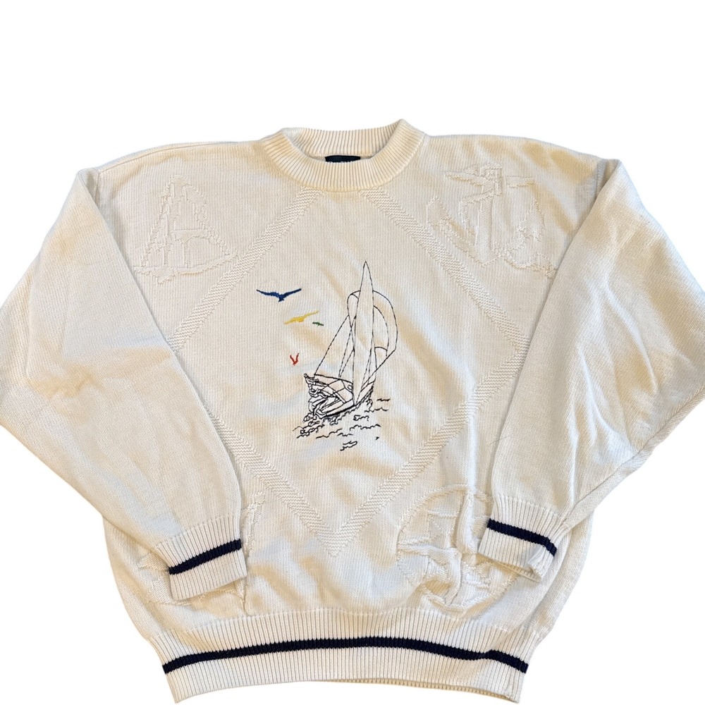 Vintage Men's Par Four Knit Sweater Large Nautical Sailing Mens XL